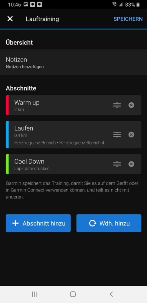 Garmin eigenes Training erstellen Bild 8