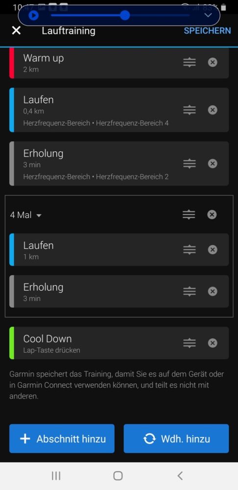 Garmin eigenes Training erstellen Bild 12