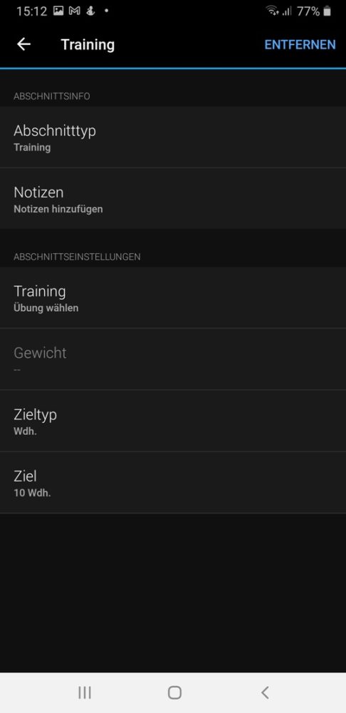 Anleitung Garmin Fitness Training erstellen 5