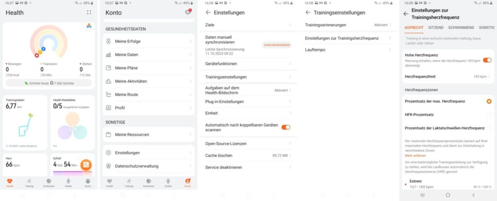 Huawei App maximale Herzfrequenz